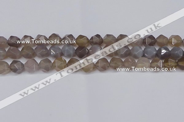 CNG6023 15.5 inches 12mm faceted nuggets grey agate beads