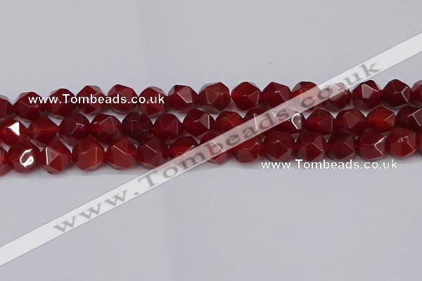 CNG6024 15.5 inches 12mm faceted nuggets red agate beads