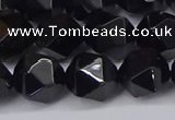 CNG6025 15.5 inches 12mm faceted nuggets black agate beads