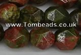 CNG6039 15.5 inches 12mm faceted nuggets unakite gemstone beads