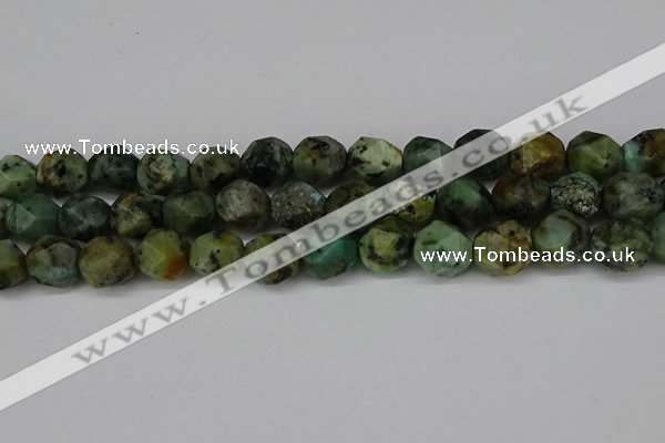 CNG6047 15.5 inches 12mm faceted nuggets African turquoise beads