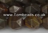 CNG6053 15.5 inches 12mm faceted nuggets coffee jasper beads