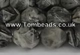 CNG6054 15.5 inches 12mm faceted nuggets grey picture jasper beads