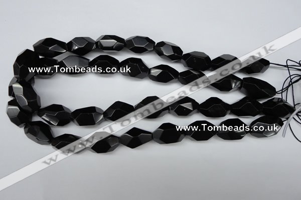 CNG606 12*20mm – 14*24mm faceted nuggets black agate beads