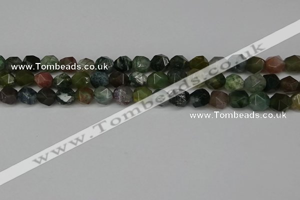 CNG6083 15.5 inches 8mm faceted nuggets moss agate beads