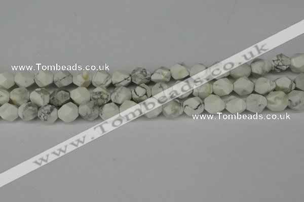 CNG6098 15.5 inches 8mm faceted nuggets white howlite beads