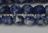 CNG6103 15.5 inches 8mm faceted nuggets blue spot stone beads