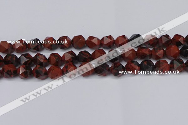 CNG6107 15.5 inches 8mm faceted nuggets mahogany obsidian beads