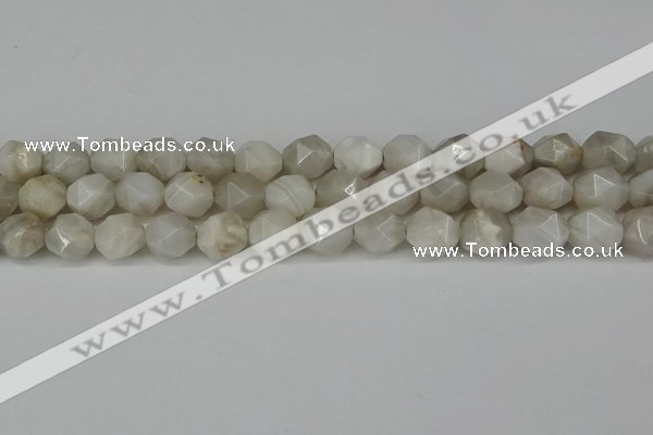 CNG6150 15.5 inches 10mm faceted nuggets grey agate beads