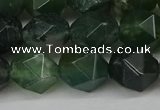 CNG6154 15.5 inches 10mm faceted nuggets moss agate beads