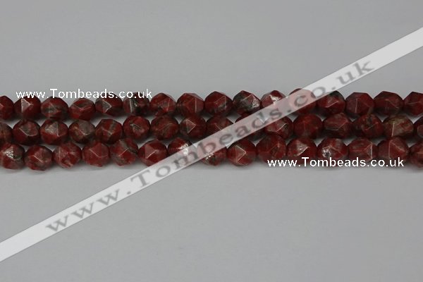 CNG6198 15.5 inches 10mm faceted nuggets brecciated jasper beads