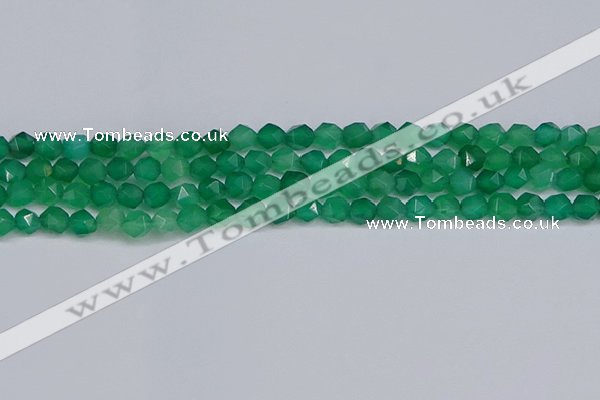 CNG6226 15.5 inches 6mm faceted nuggets green agate beads