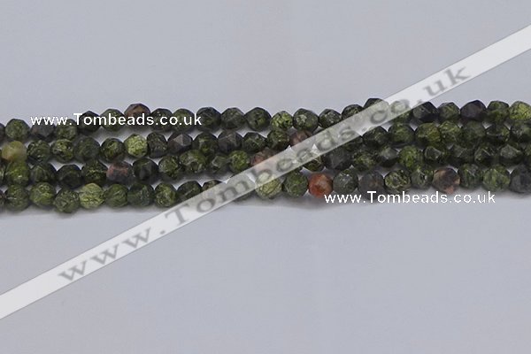 CNG6243 15.5 inches 6mm faceted nuggets green lace stone beads