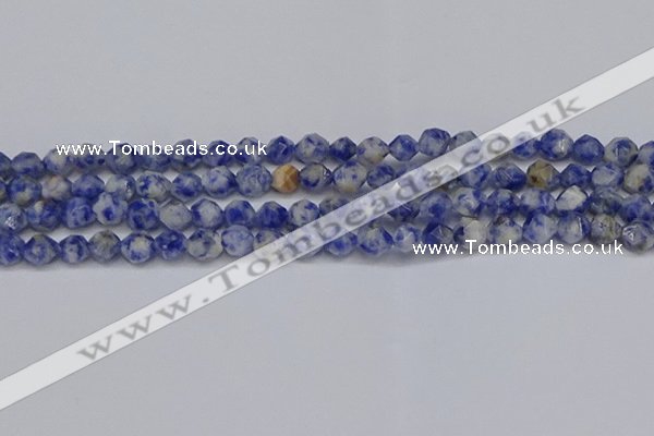 CNG6250 15.5 inches 6mm faceted nuggets blue spot stone beads