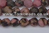 CNG6252 15.5 inches 6mm faceted nuggets rhodonite beads