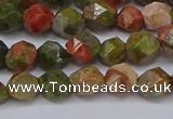 CNG6254 15.5 inches 6mm faceted nuggets unakite beads wholesale