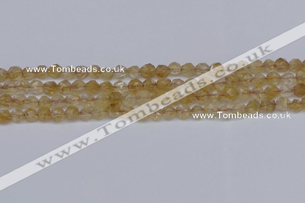 CNG6259 15.5 inches 6mm faceted nuggets coffee cherry quartz beads