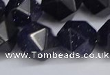 CNG6297 15.5 inches 14mm faceted nuggets blue goldstone beads