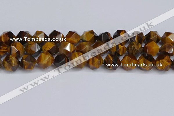 CNG6299 15.5 inches 14mm faceted nuggets yellow tiger eye beads