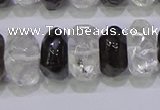 CNG6380 6*14mm - 8*14mm nuggets white crystal & smoky quartz beads