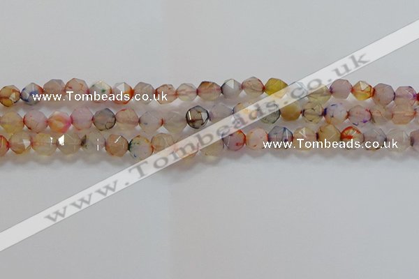 CNG6501 15.5 inches 8mm faceted nuggets agate beads wholesale