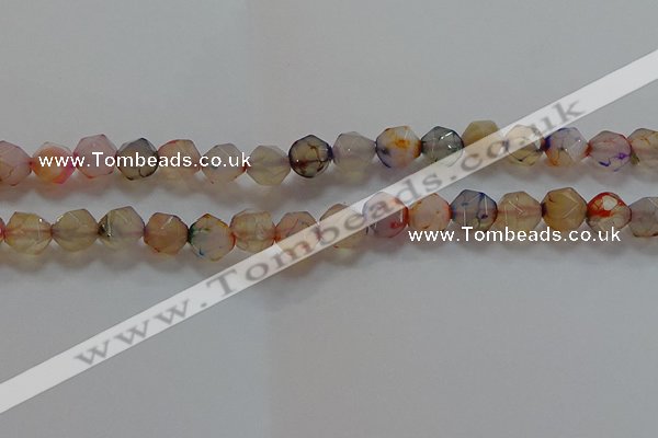 CNG6502 15.5 inches 10mm faceted nuggets agate beads wholesale