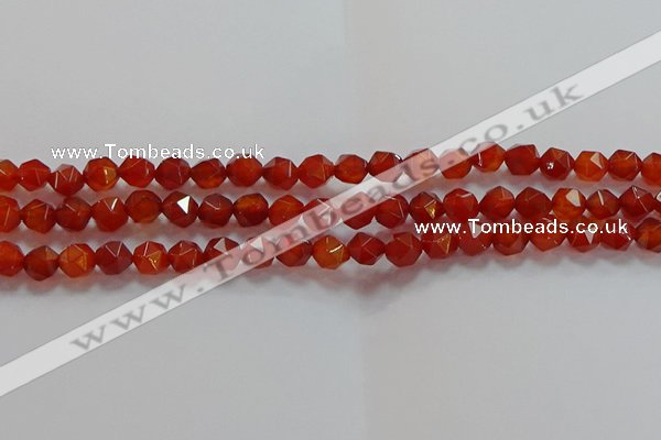 CNG6504 15.5 inches 6mm faceted nuggets red agate beads