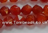 CNG6505 15.5 inches 8mm faceted nuggets red agate beads