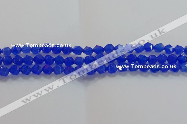 CNG6508 15.5 inches 6mm faceted nuggets blue agate beads