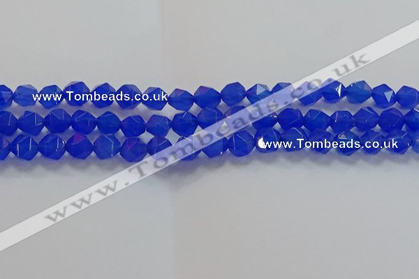 CNG6509 15.5 inches 8mm faceted nuggets blue agate beads