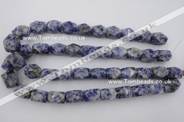 CNG651 15.5 inches 13*18mm faceted nuggets blue spot gemstone beads