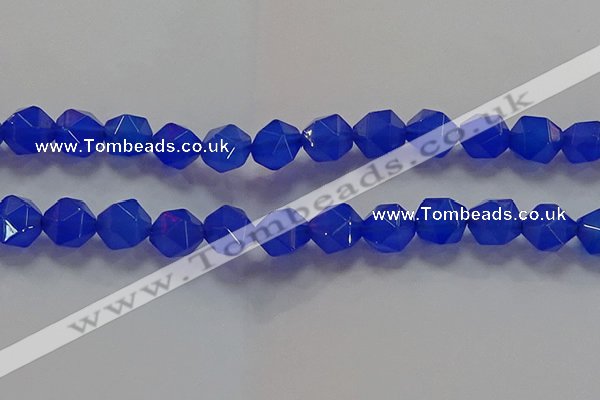 CNG6511 15.5 inches 12mm faceted nuggets blue agate beads