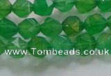 CNG6512 15.5 inches 6mm faceted nuggets green agate beads