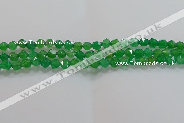 CNG6512 15.5 inches 6mm faceted nuggets green agate beads