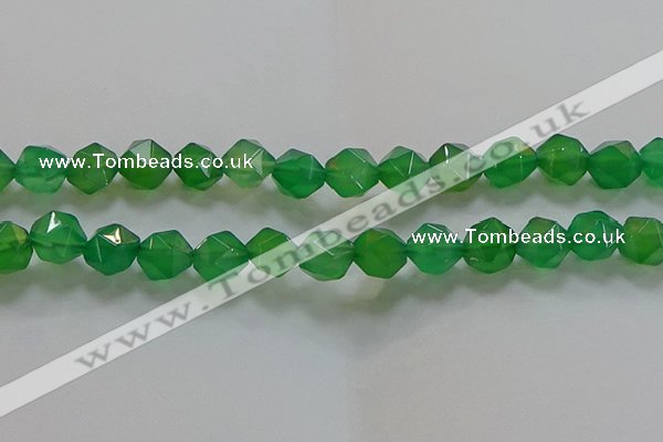 CNG6515 15.5 inches 12mm faceted nuggets green agate beads