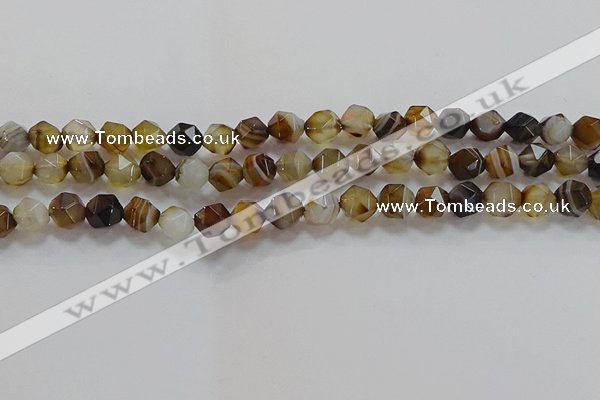 CNG6517 15.5 inches 8mm faceted nuggets line agate beads