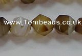 CNG6518 15.5 inches 10mm faceted nuggets line agate beads