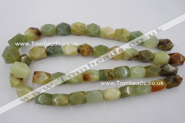 CNG652 15.5 inches 13*18mm faceted nuggets flower jade beads