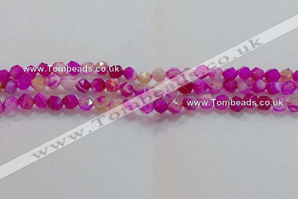 CNG6520 15.5 inches 6mm faceted nuggets line agate beads