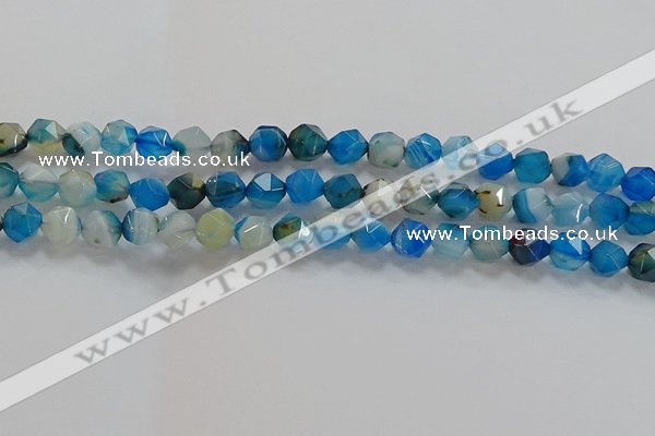 CNG6524 15.5 inches 6mm faceted nuggets line agate beads