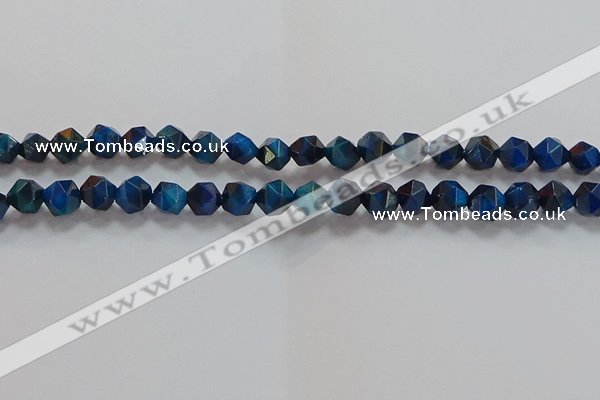 CNG6539 15.5 inches 8mm faceted nuggets blue tiger eye beads