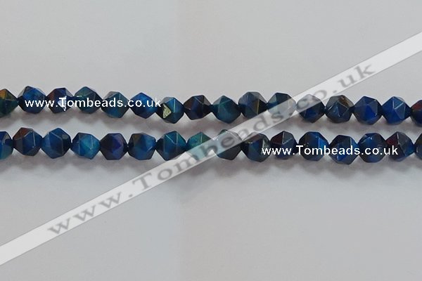 CNG6540 15.5 inches 10mm faceted nuggets blue tiger eye beads