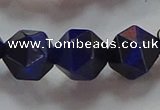 CNG6545 15.5 inches 12mm faceted nuggets blue tiger eye beads