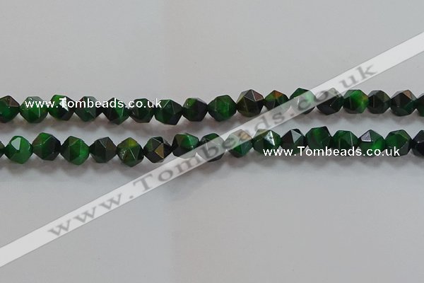 CNG6547 15.5 inches 8mm faceted nuggets green tiger eye beads