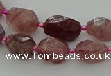 CNG6923 15.5 inches 8*12mm - 12*16mm faceted nuggets strawberry quartz bead