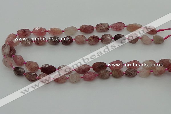 CNG6923 15.5 inches 8*12mm - 12*16mm faceted nuggets strawberry quartz bead