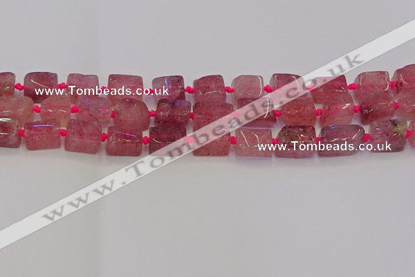 CNG6930 15.5 inches 5*8mm - 8*12mm nuggets strawberry quartz beads