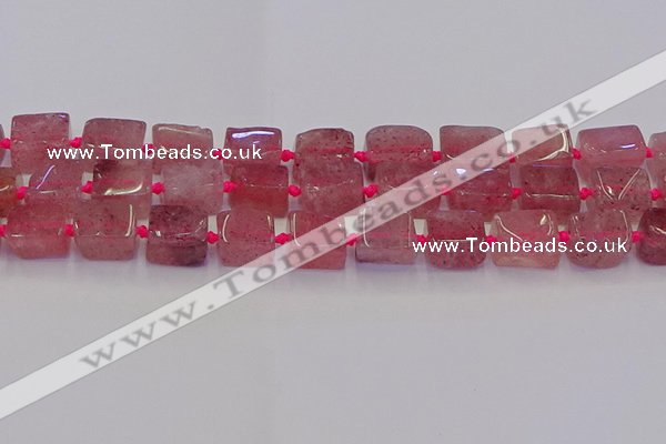 CNG6931 15.5 inches 8*12mm - 10*16mm nuggets strawberry quartz beads