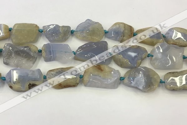 CNG6949 15.5 inches 22*30mm - 30*40mm freeform blue chalcedony beads