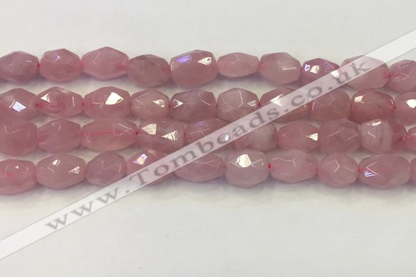 CNG6952 10*12mm - 10*14mm faceted nuggets rose quartz beads